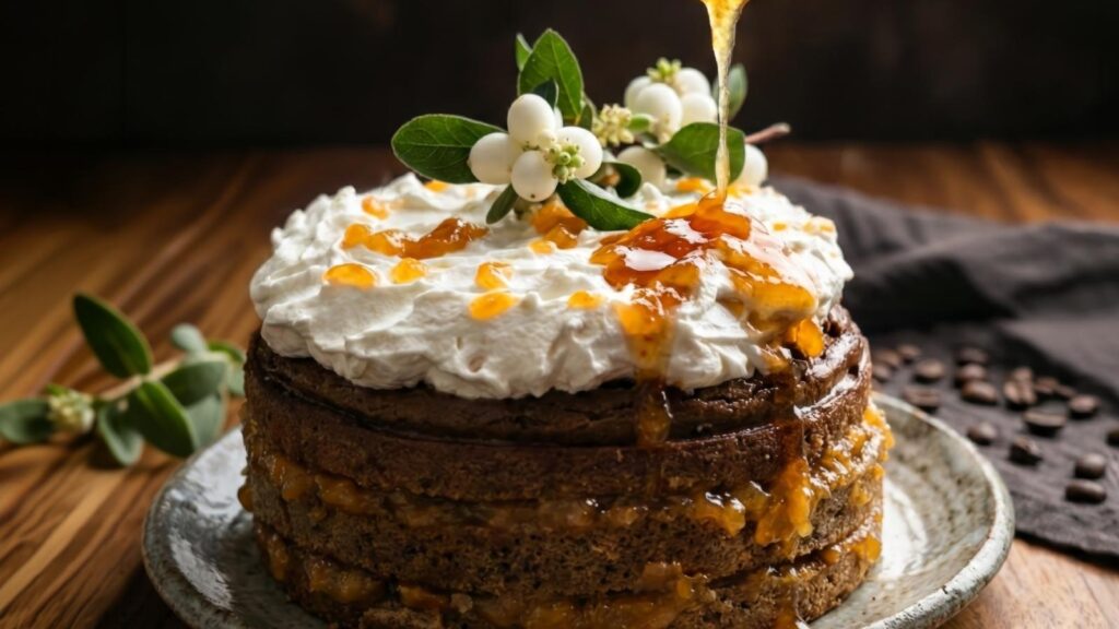 Discover how to prepare this juicy coffee and apricot jam cake