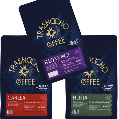 Café keto en grano con MCT, menta, y canela.